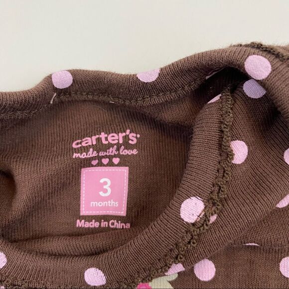 Pink and Brown Carter's snap crotch short sleeve onesie Girl 3 months bundle - Picture 5 of 13